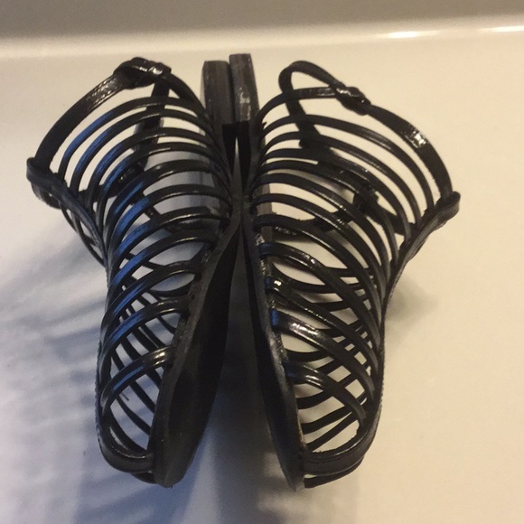 ASOS black patent gladiator flats SZ7 - Picture 5 of 6